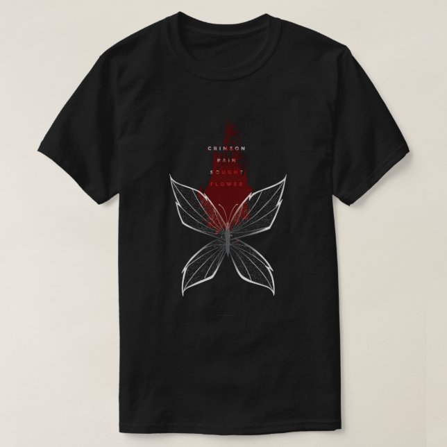 Camiseta Crimson Rain Buscou Flor [1] Da Escritório Do Céu (Frente do Design)