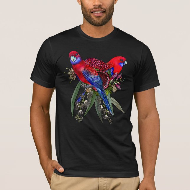 Camiseta Crimson Rosella Tropical Parrots (Frente)