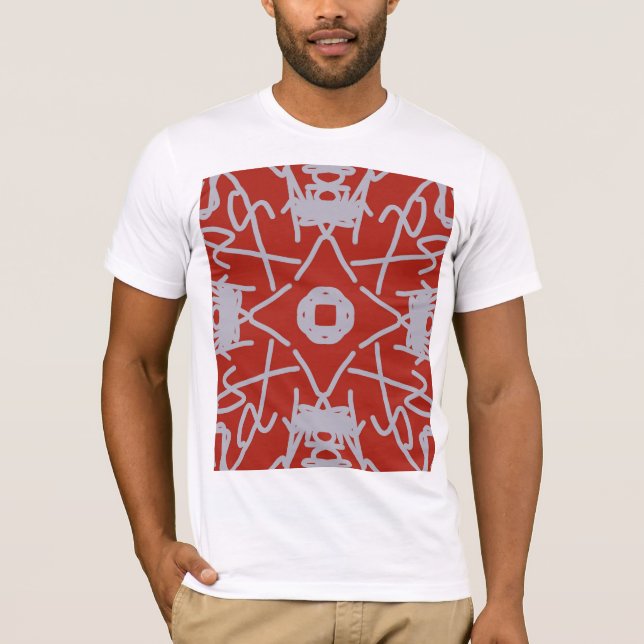Camiseta Crimson Symmetry Abstract Digital Art Pattern (Frente)