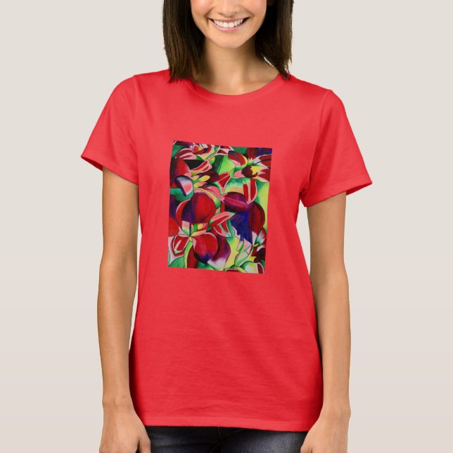 Camiseta Crimson tropical Cingapura Orquídeas (Frente)