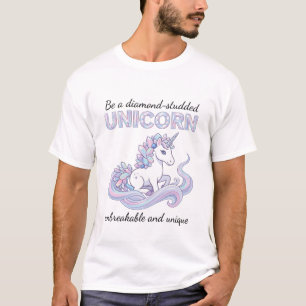 Camiseta Crinça de Cristal Inquebrável Unicórnio Adornado c