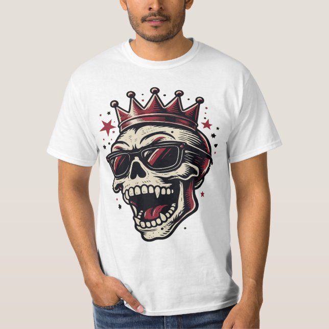 Camiseta Cringe Rockstar Caveira com Óculos de Sol (Frente)