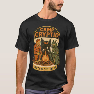 Camiseta Criptídeo de Acampamento Divertido Pé Grande Mothm