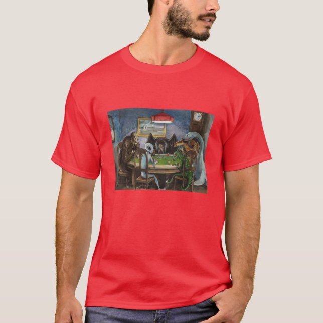 Camiseta Críptidos jogando pôquer menino (Frente)