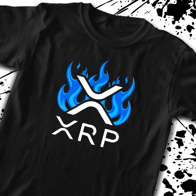 Camiseta Criptocurrency XRP Crypto Blue Flames Fire Melt (Criador carregado)