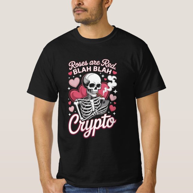 Camiseta Criptomo Esqueleto Rosas São Vermelhas Humor Bla B (Frente)