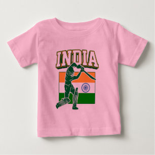 Camiseta Críquete da Índia com Presente de Bandeira da Índi