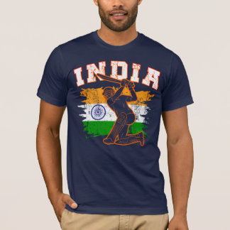 Camiseta Críquete da Índia com Presente de Bandeira da Índi