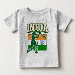 Camiseta Críquete da Índia com Presente de Bandeira da Índi