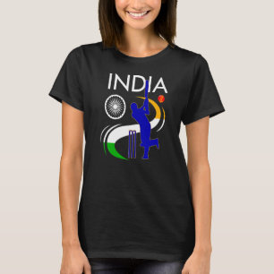 Camiseta Críquete Índia com Traço de Pincel de Bandeira Ind
