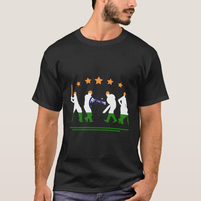 Camiseta Críquete Indiano Elephant Indiano Patriótico (Frente)
