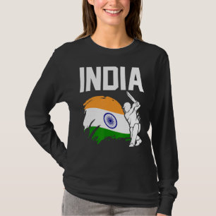 Camiseta Críquete Patriótico Jogadores Indianos Bandeira Da