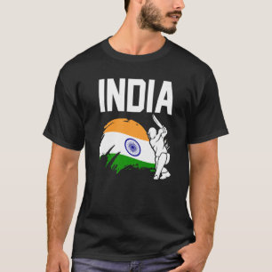 Camiseta Críquete Patriótico Jogadores Indianos Bandeira Da