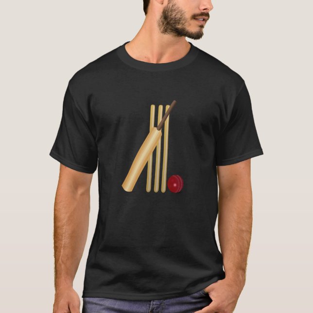 Camiseta Críquete - Wicket, Bat and Ball (Frente)