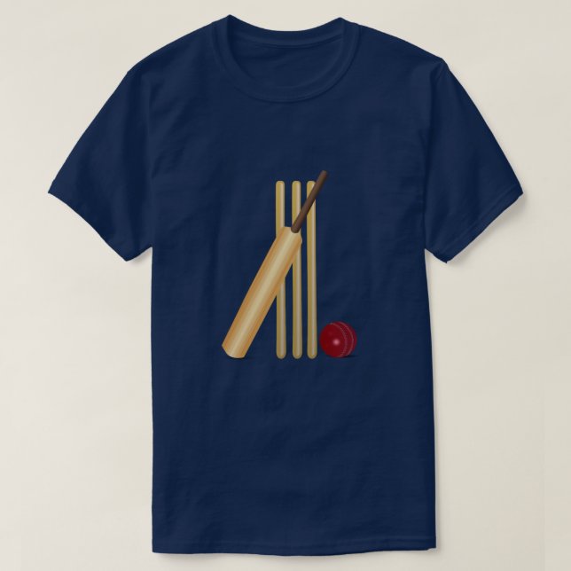 Camiseta Críquete - Wicket, Bat and Ball (Frente do Design)