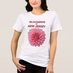 CAMISETA CRISÂNTEMO ROSA BONITO BLUSA FEMININA DE TRI-BLEND