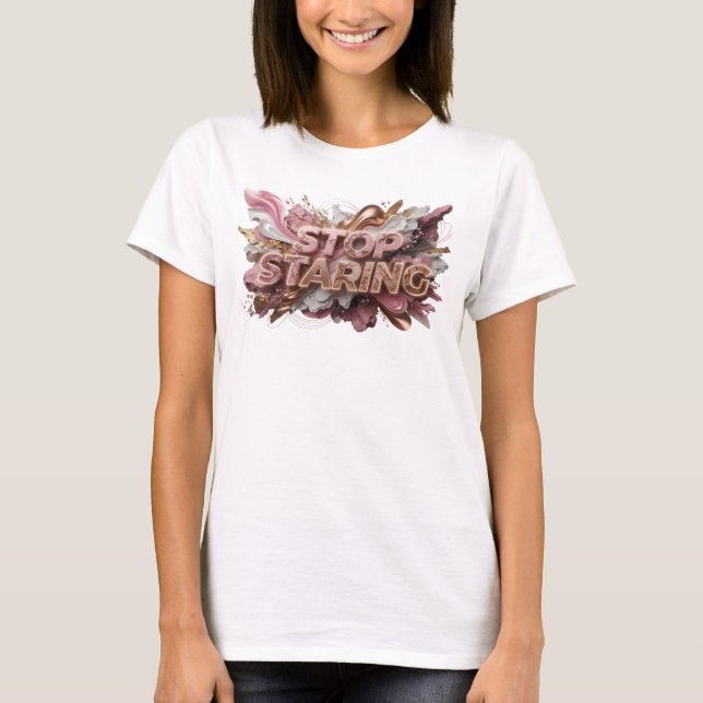 Camiseta Crisp Vermelho STOP OLHANDO Impressão (Frente)