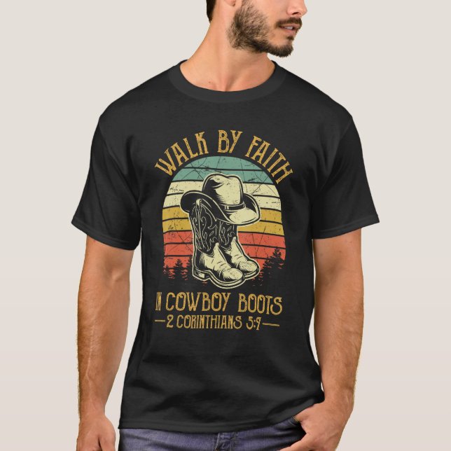 Camiseta Cristã Caminhada Religiosa Pela Fé Em Bot (Frente)