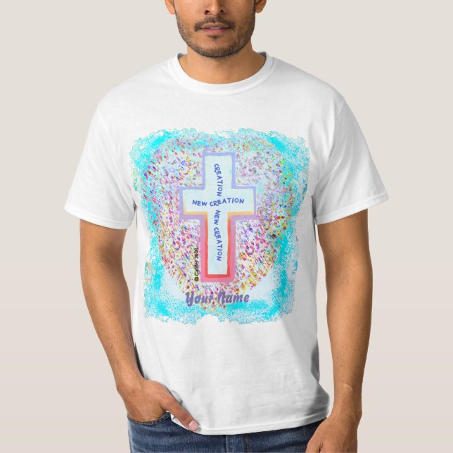 Camiseta Cristã Cruz da Nova Criação (Frente)