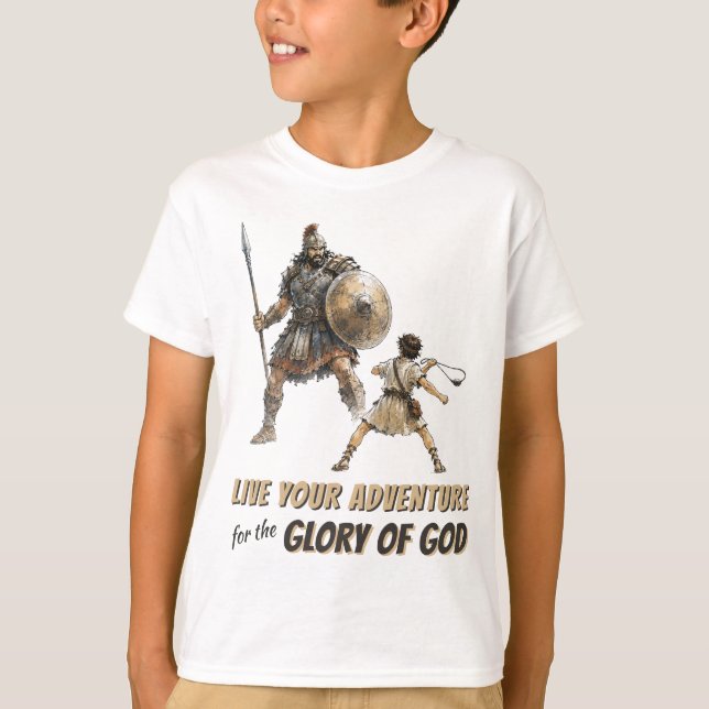 Camiseta Cristã David & Goliath para Meninos (Frente)