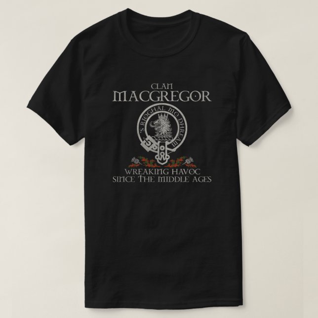 Camiseta crista de clã MacGregor de Balquhidder sobrenome e (Frente do Design)