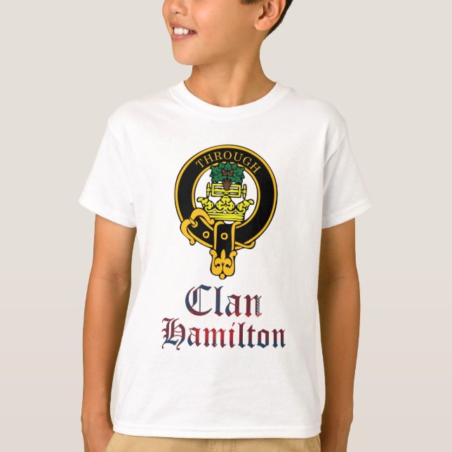 Camiseta Crista de Hamilton e nome escoceses do clã do (Frente)