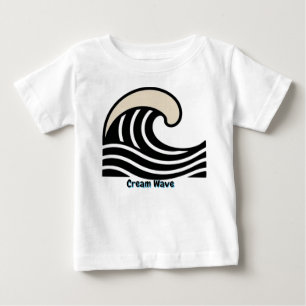Camiseta Crista de Onda de Creme em Preto – Arte de Linha M