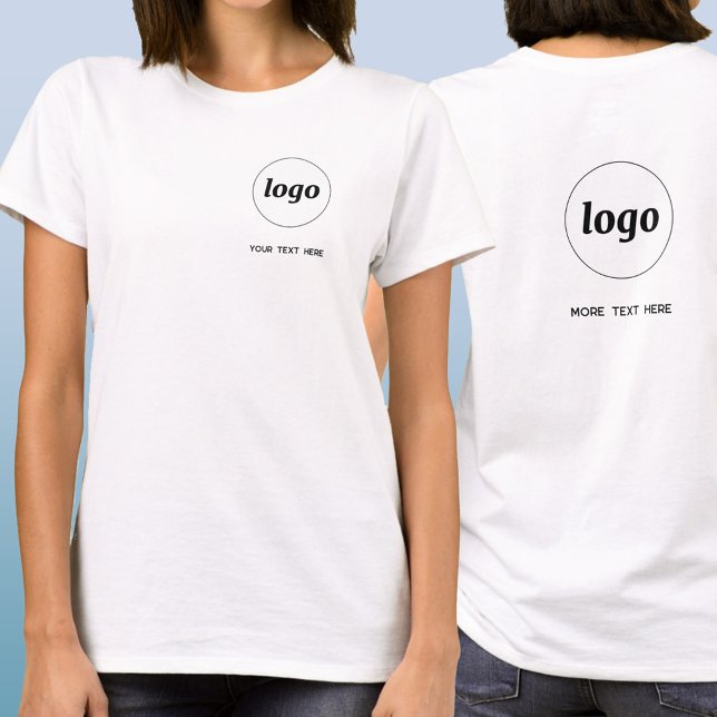 Camiseta Crista e parte de trás simples de logotipo e texto (Simple logo with custom text crest and back style business branding promotional t-shirt)