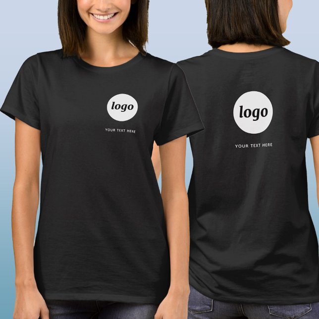 Camiseta Crista e parte traseira simples de logotipo e text (Simple logo with custom text business branding promotional t-shirt with crest and back printing)