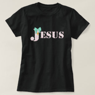 Camiseta Cristã Jesus Bow   Fé Coquette Rosa