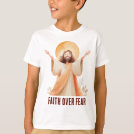 Camiseta Cristã Jesus Fé Sobre Medo