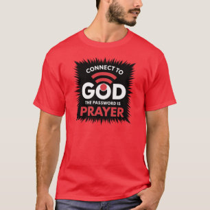 Camiseta cristã masculina conecta-se a Deus