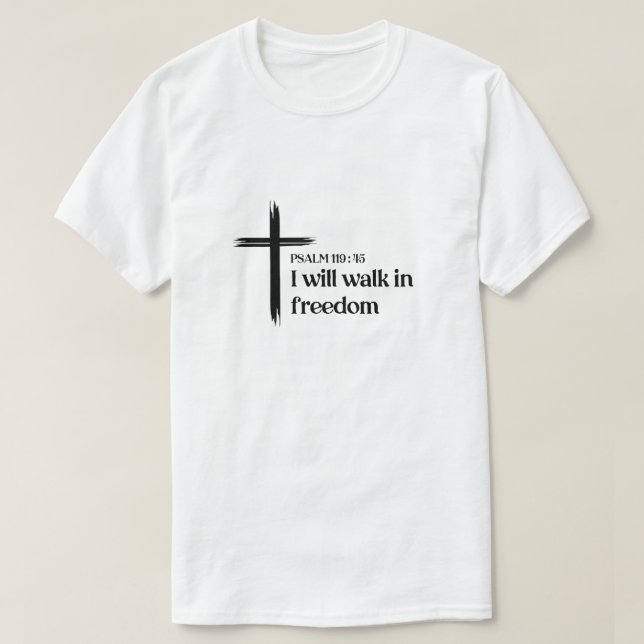 Camiseta Cristã Masculina Salmo 119:45 (Frente do Design)