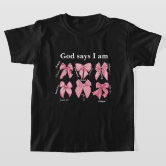 Camiseta Cristã Meninas Laços Rosa Fofa