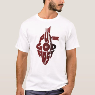 Camiseta Cristã Retro 'Coloque Deus em Primeiro Lu
