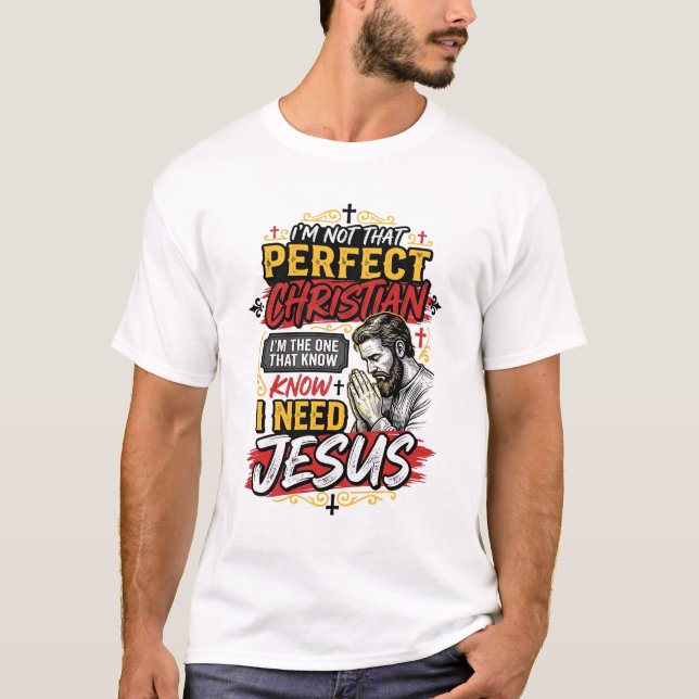 Camiseta Cristã Vintage Eu Preciso de Jesus Design (Frente)