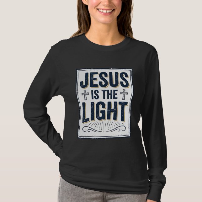 Camiseta Cristã Vintage Jesus é a Luz (Frente)