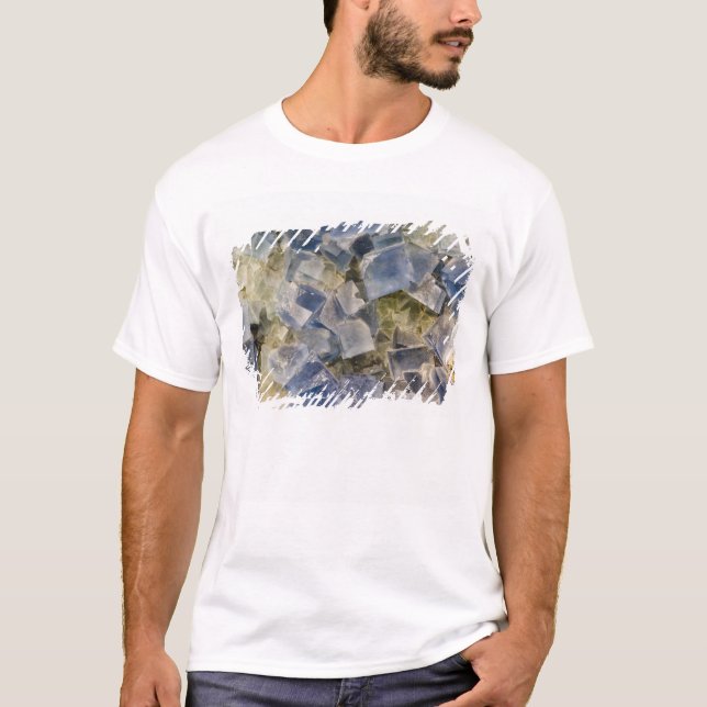 Camiseta Cristais azuis da fluorite na matriz (Frente)