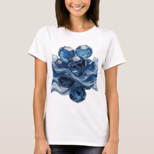 Camiseta Cristais de Gelo Azul Prata Resfriado Design Perso