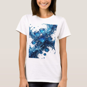 Camiseta Cristais de gelo azul prateado brincalhões na água