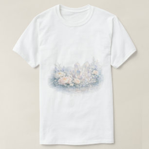 Camiseta Cristais de Quartzo em Aquarela Peônias Florais Pa