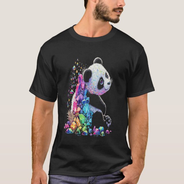 Camiseta Cristais Esotéricos de Panda Ilustração Fofa 3 (Frente)