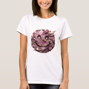 Camiseta Cristais Rosa Prateados Clássicos E Enfeites Metál