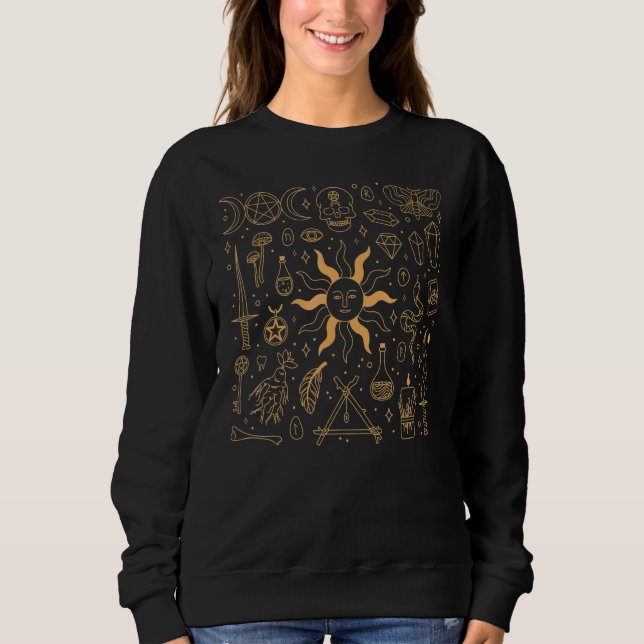 Camiseta Cristal Lua Sol Celestial Místico (Frente)