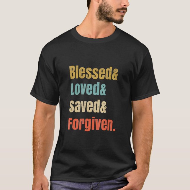 Camiseta Cristão Abençoado Amado Salvo Perdoado (Frente)