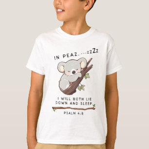 Camiseta Cristão Bonito Dormindo Koala Psalm 4 Bíblia