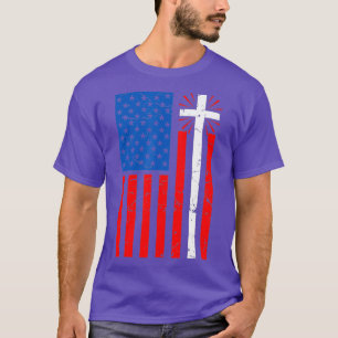 Camiseta Cristão da Cruz de Bandeira Americana Jesus