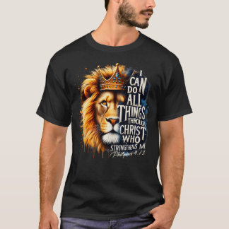 Camiseta Cristão Jesus Leão I Posso Fazer Todas as Coisas A