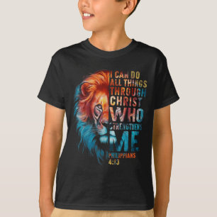 Camiseta Cristão Posso Fazer Tudo Através do Leão Cristo F