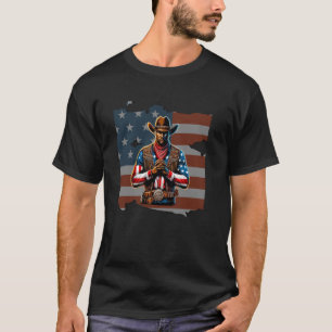 Camiseta Cristão Reza Patriótico Afro-Americano Preto Boi